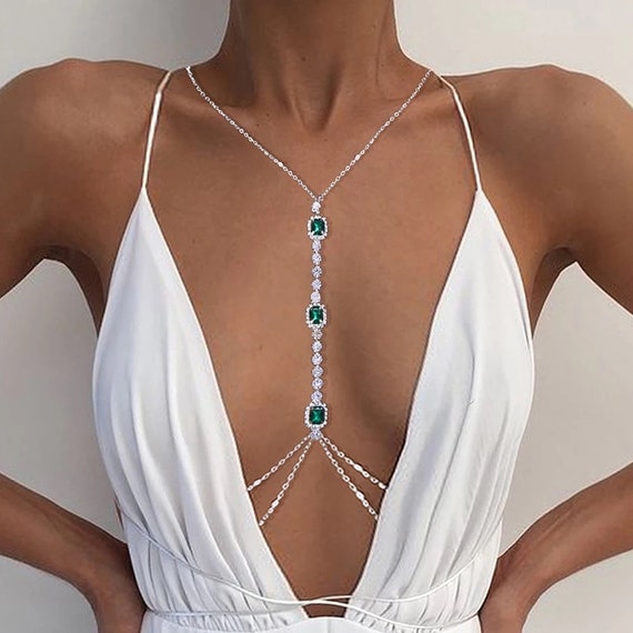 Centred Rhinestone Bralette Statement Body Chain Jewellery Etsy Finland