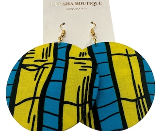 Lightweight African Printed Ankara Fabric Round Dangle Earrings