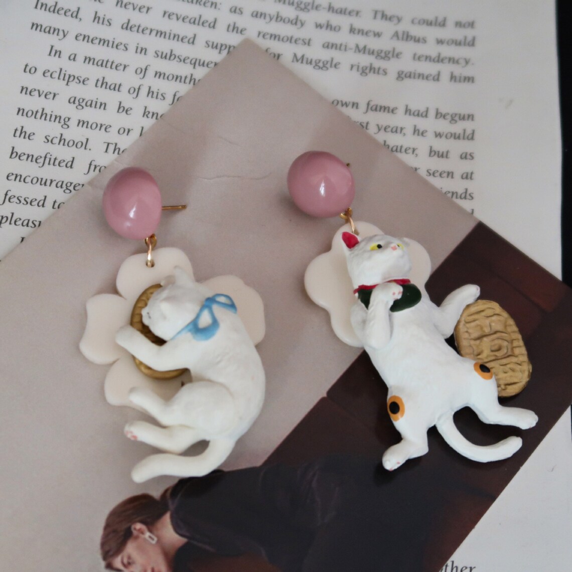 Cat Earrings 925 Silver Drop Earrings Animal Earrings Gift Etsy