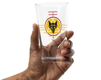 Red Rising Glass, Gold and Red Sigil,  Red Beer Glass, Howler, House Mars Sigil, Pint Shaker, Darrow, Bookish Reading Gift