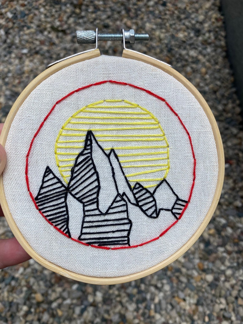 4\u201d Mountain Hand Embroidery