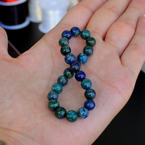 Genuine Azurite Malachite Gemstone Bracelet for Men or Women ( 8 mm - AA Quality ) On Stretch