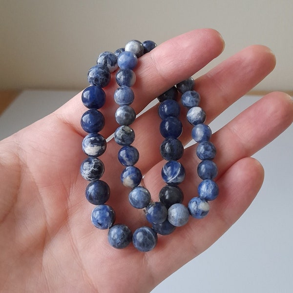 Sodalite Crystal Beaded Bracelet for Men or Women ( 8 MM or 10 MM )