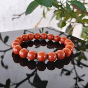 Genuine Red Jasper Bracelet for Man or Women, 8 mm Natural Stone Wrist (AA Quality on Stretch )