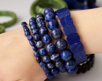 Genuine Lapis Lazuli Gemstone Bracelet-Fearless Anxiety Stress Relief Bracelet-Emotional Healing Mental Health Confidence Strength Bracelet