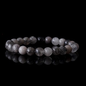 Black Rutilated Quartz Bracelet: Natural Gemstone Crystal Healing