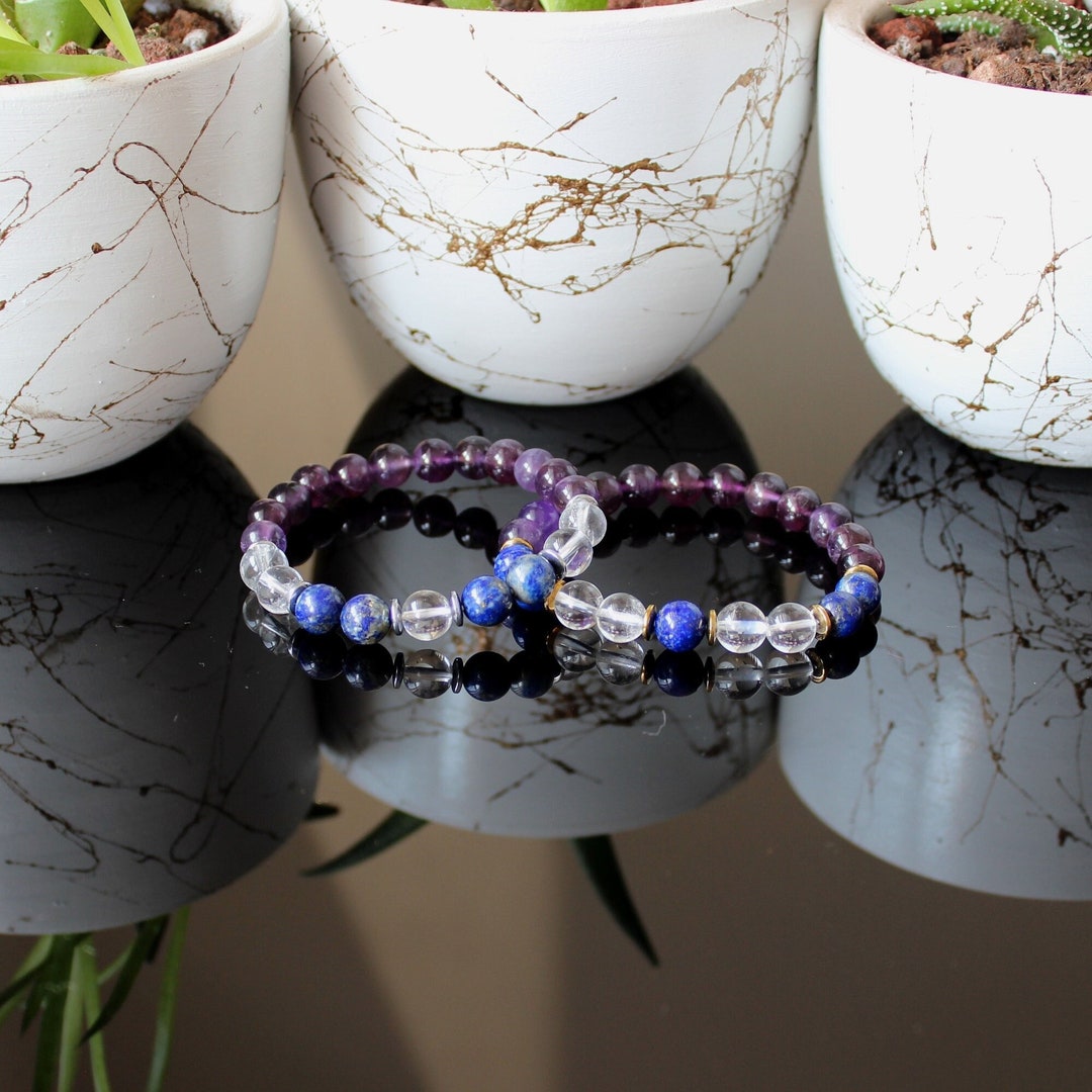 Migraine Healing Beaded Bracelet Crystal Gemstone Bracelet Etsy