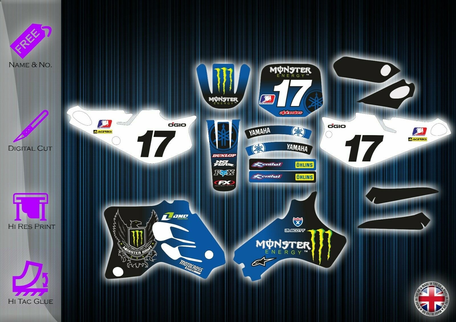 Yamaha yz80 stickers - yz80 graphics kit yz 80 decals - graphics kit yamaha yz