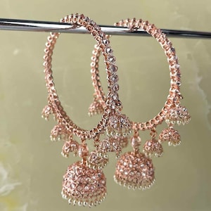 Rose Gold & Pearl Kara with jhumki -Indian Jewellery