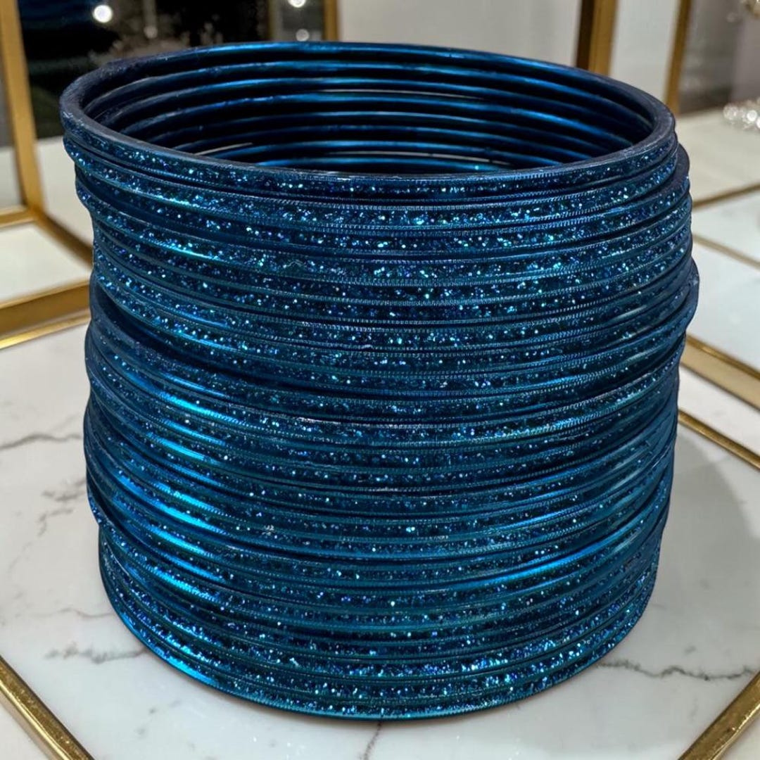 Dark Teel Glitter Bangles - Indian Jewellery - Etsy