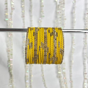 Kinder Gelb Muster Glitzer Armreifen - Indianer Schmuck