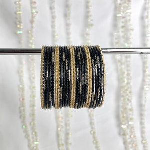 Kinder schwarz gemusterte Glitzer Armreifen - Indianer Schmuck