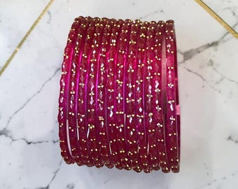 Rani Glass Raindrop kashmiri bangles - Indian Jewellery