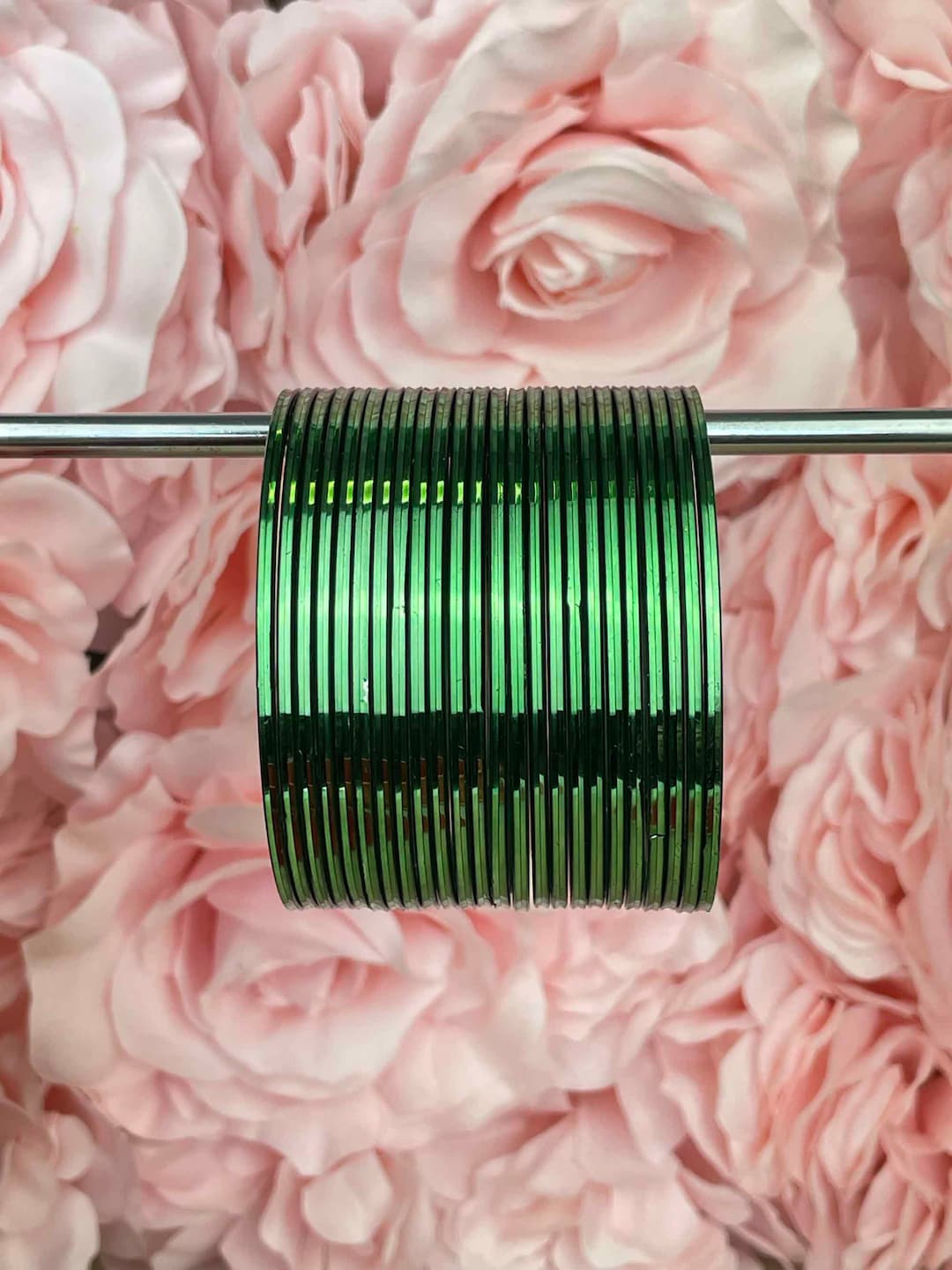 Crystal Cut Bottle Green Bangle