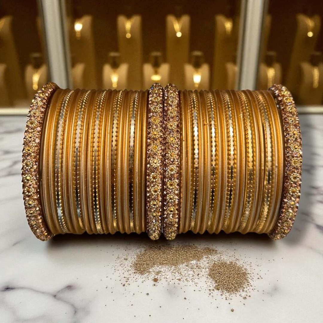 Gold Churi Bangle Set Indian Bridal Jewelry Bollywood Style