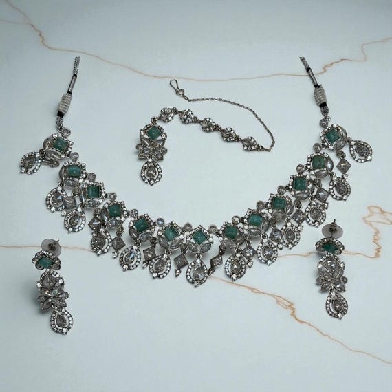 silver green asian jewellery