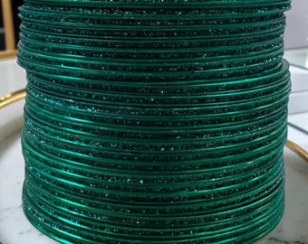 Green Glitter Churi Bangles: Indian Pakistani Wedding, Party, Festive Jewelry