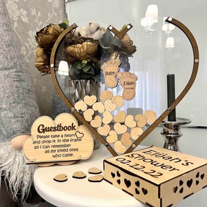 Personalized Baby Boy Gift - Heart Transparent Guest Book Frame for Baby Shower or Birthday Keepsake