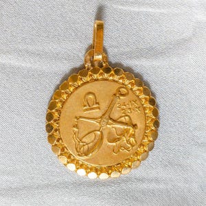 Rare 18k French Libra Grande Zodiac Charm Pendant by Perroud**Great Birthday Gift**