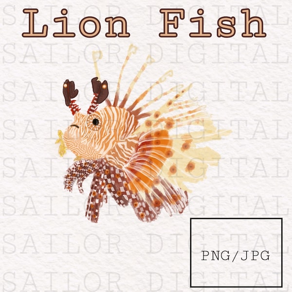 WaterColor LionFish (Pterois Volitans) PNG/JPG