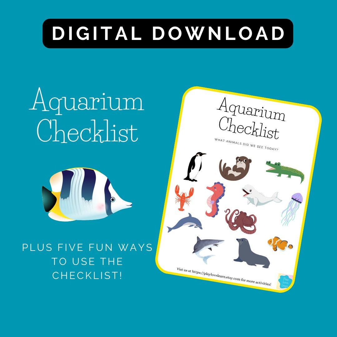Aquarium Checklist DIGITAL DOWNLOAD Printable Learning Resource Under