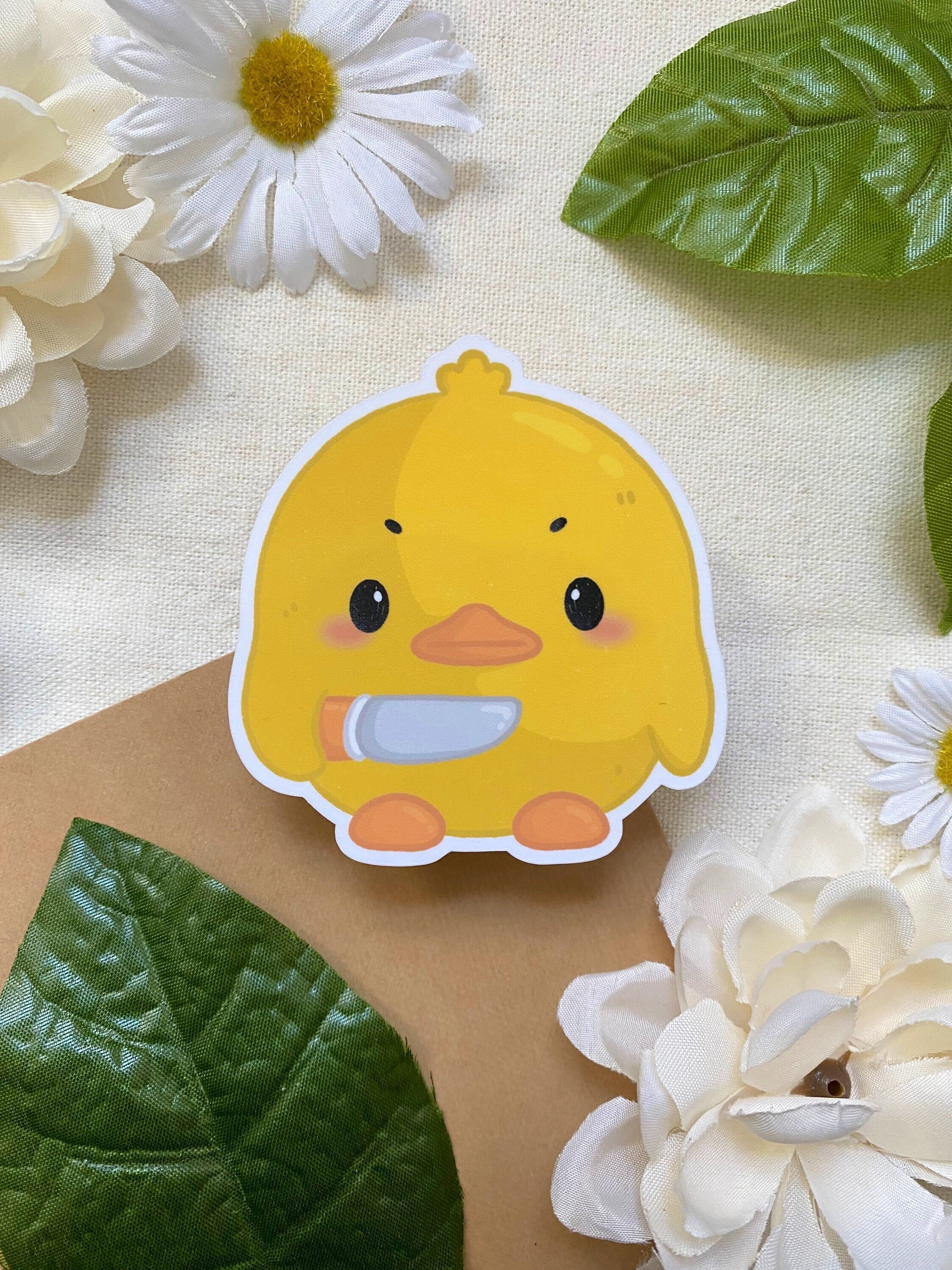 Duck With Knife Sticker Meme Sticker, Angry Duck Premium, Vinyl