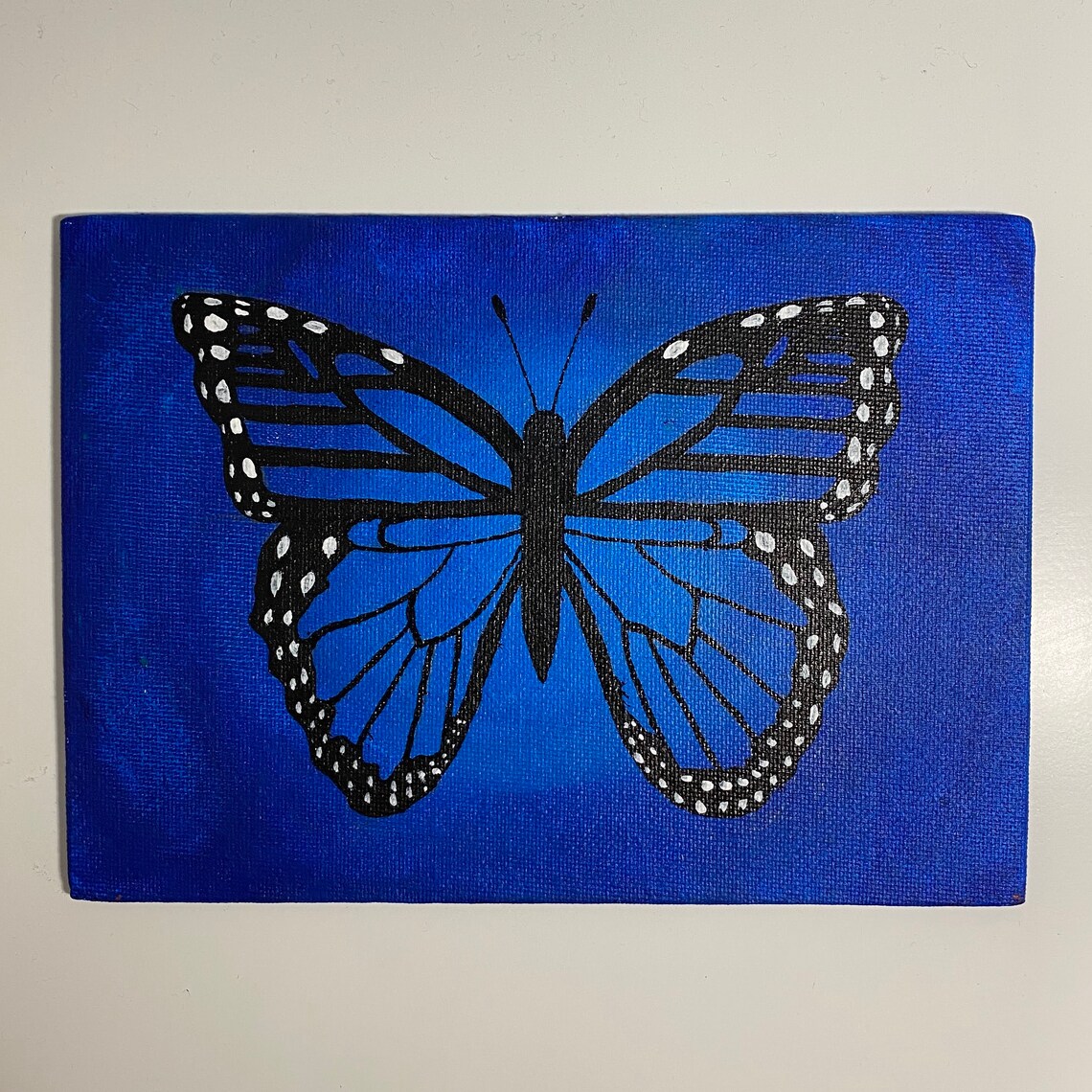 Blue Monarch Butterfly Painting Etsy