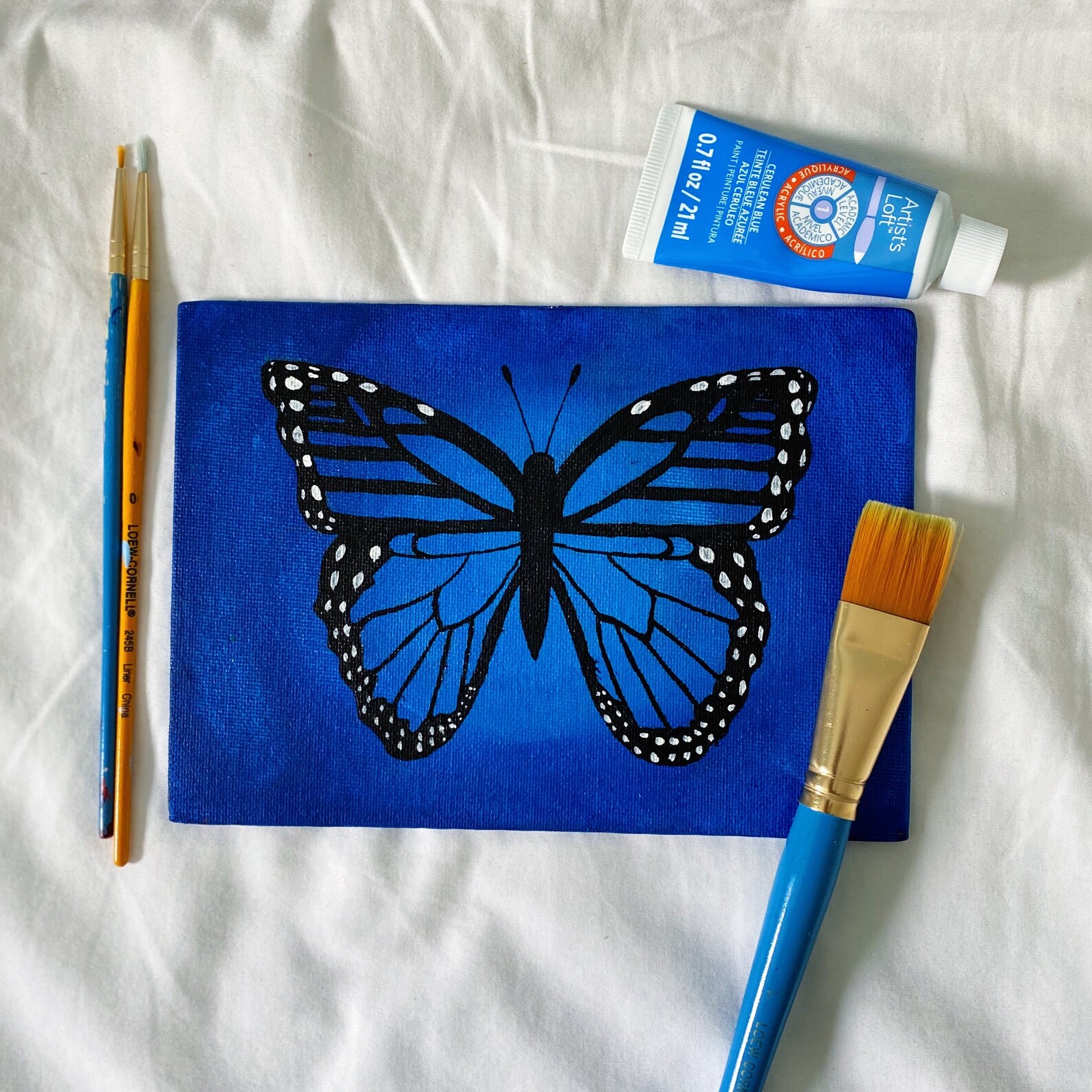 Blue Monarch Butterfly Painting Etsy