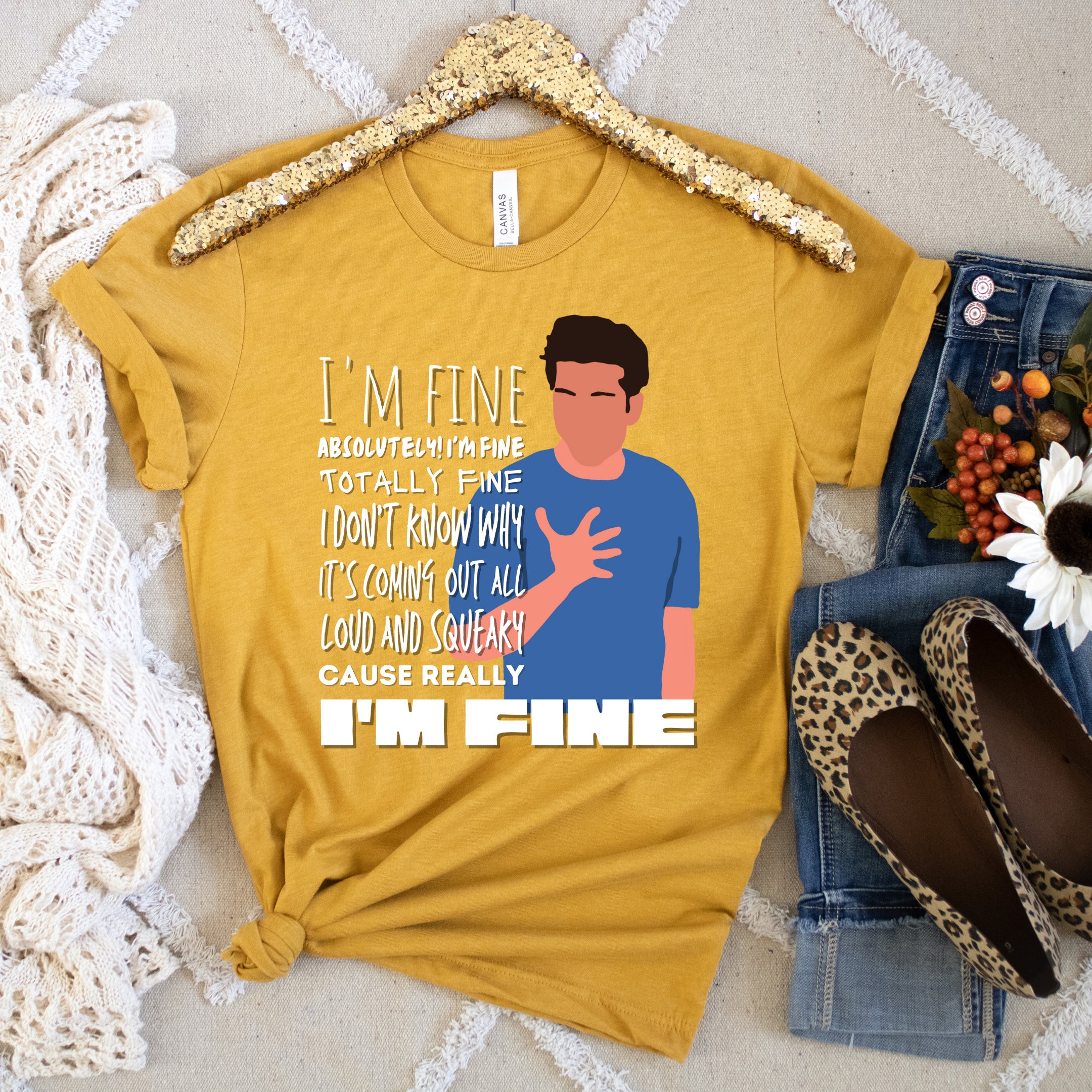 Ross 'i'm Fine' Quote T-shirt Friends Ross Geller T-shirt - Etsy