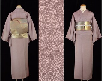 Good Condition, Vintage Edo Komon Kimono, Light Purple | Silk | Traditional Kimono | Kimono | Vintage Japan