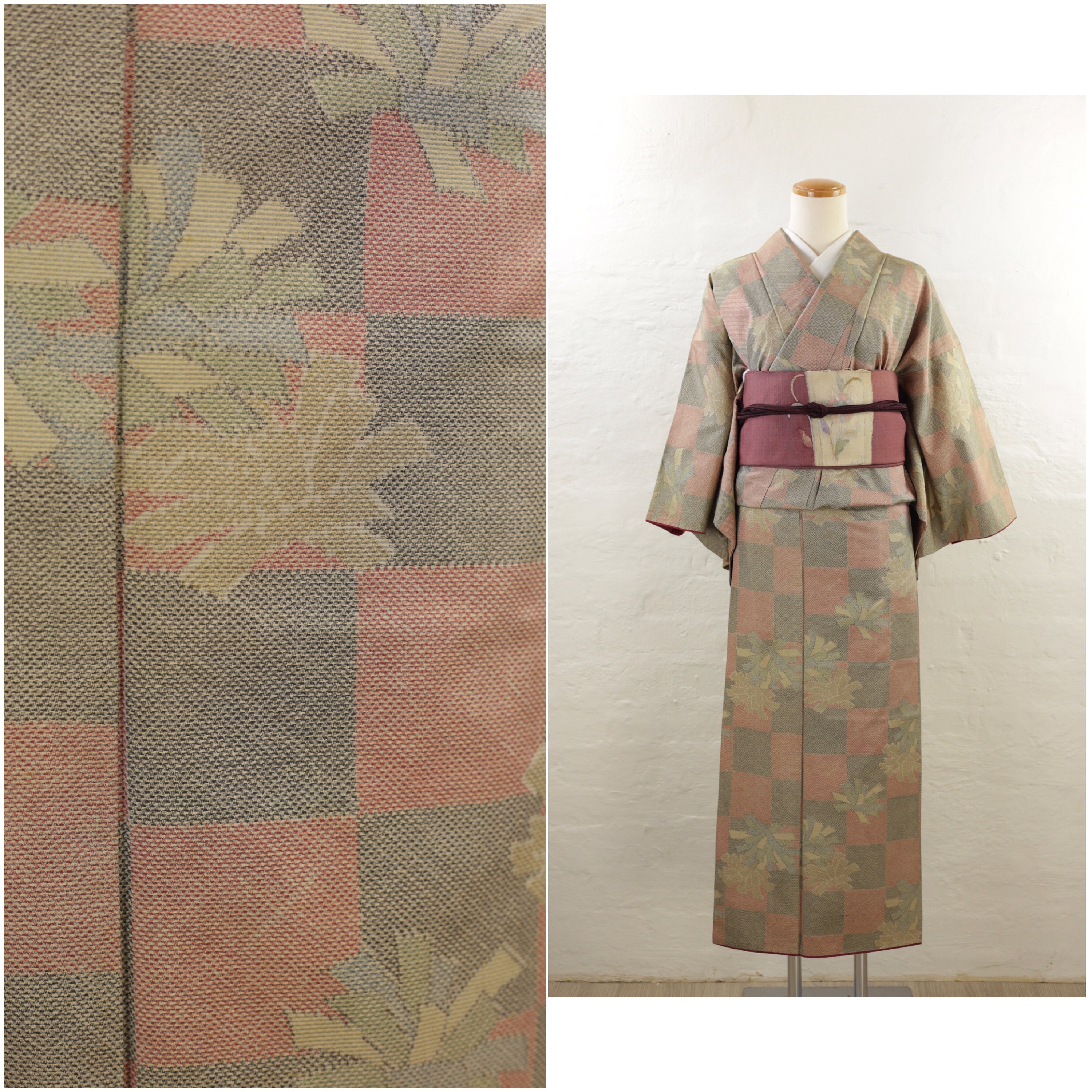 lycee 紬　SP Vintage Tsumugi Kimono, Ichimatsu Pattern | Silk | Traditional