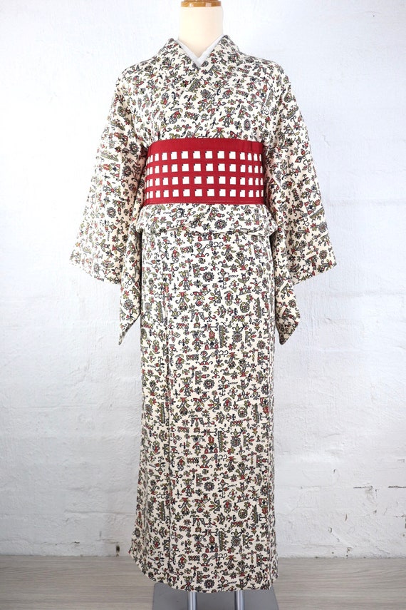 Vintage Komon Kimono, Modern Ethnic Pattern, Silk - image 2
