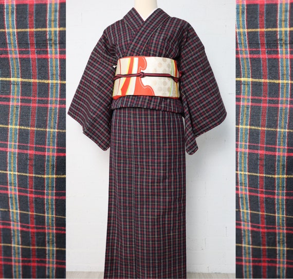 En contra Mujer Canberra Vintage Hitoe Tsumugi Kimono comprobado - Etsy España