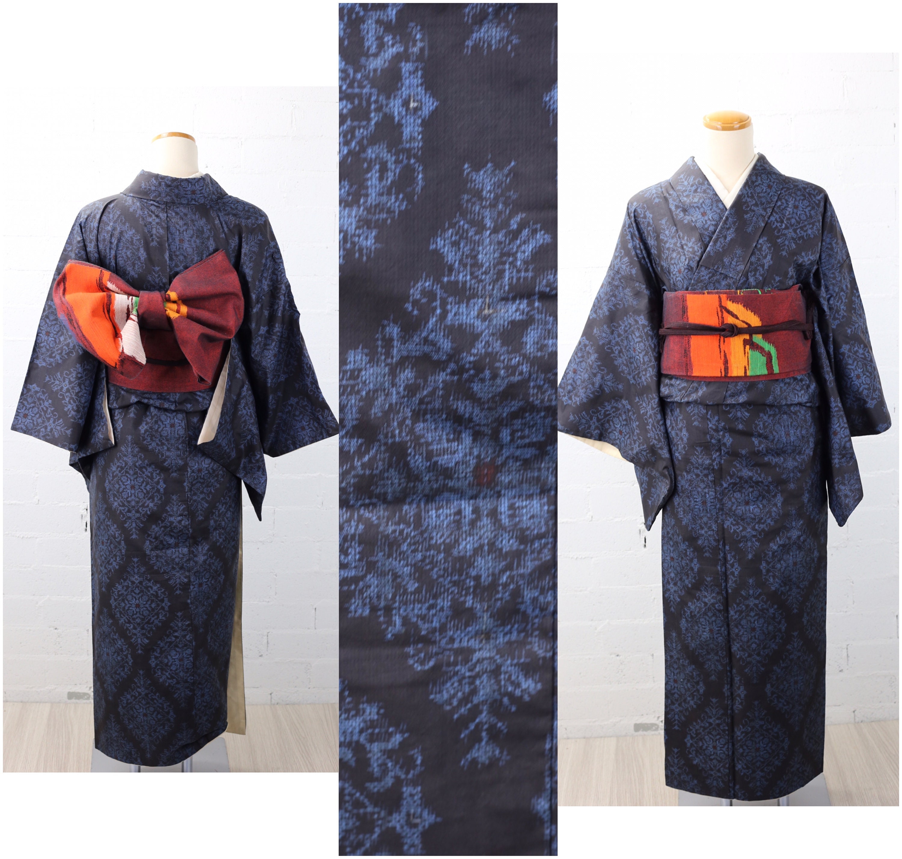 Oshima Tsumugi HAORI and KIMONO elastic waist pants(large size) upcycl –  MACHIKO KIMONO Japanese Kimonos, Vintage & Upcycled