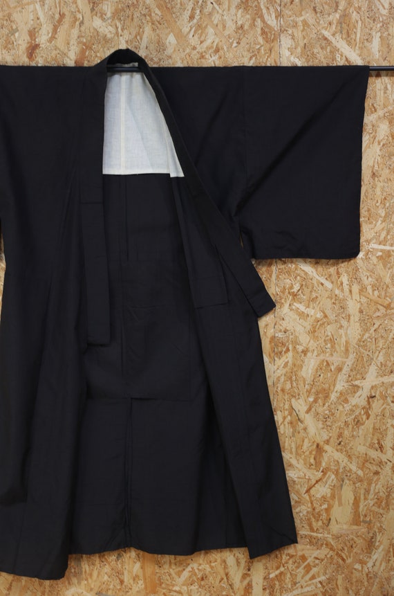 Vintage Men's Dark Brown Tsumugi Kimono | Silk | … - image 3