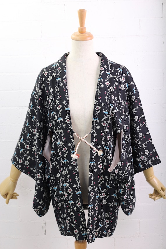 Antique Bamboo& Flower Pattern Haori Kimono Jacke… - image 2