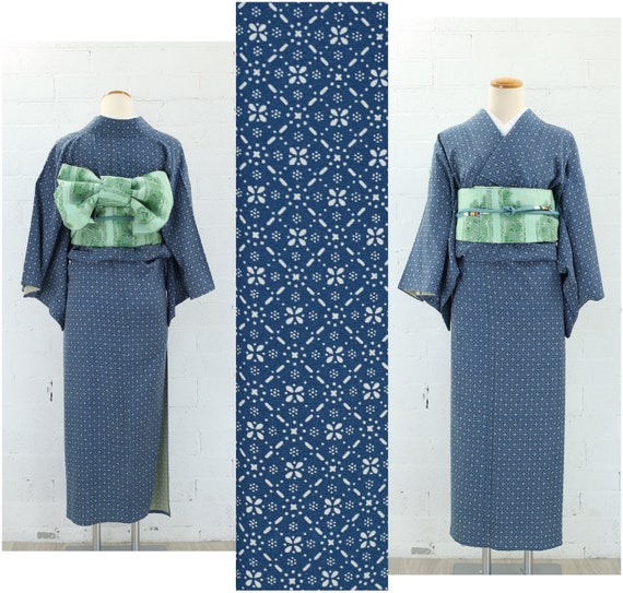 Vintage Hitoe Summer Komon Kimono, Dark Blue | Sil