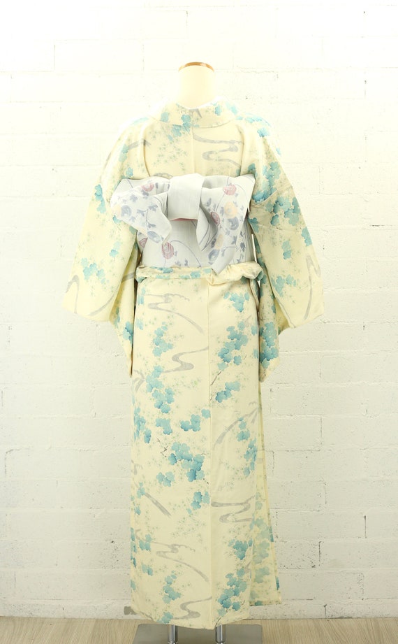 Vintage Summer Komon Blue Flower Maple Leaves Pat… - image 3