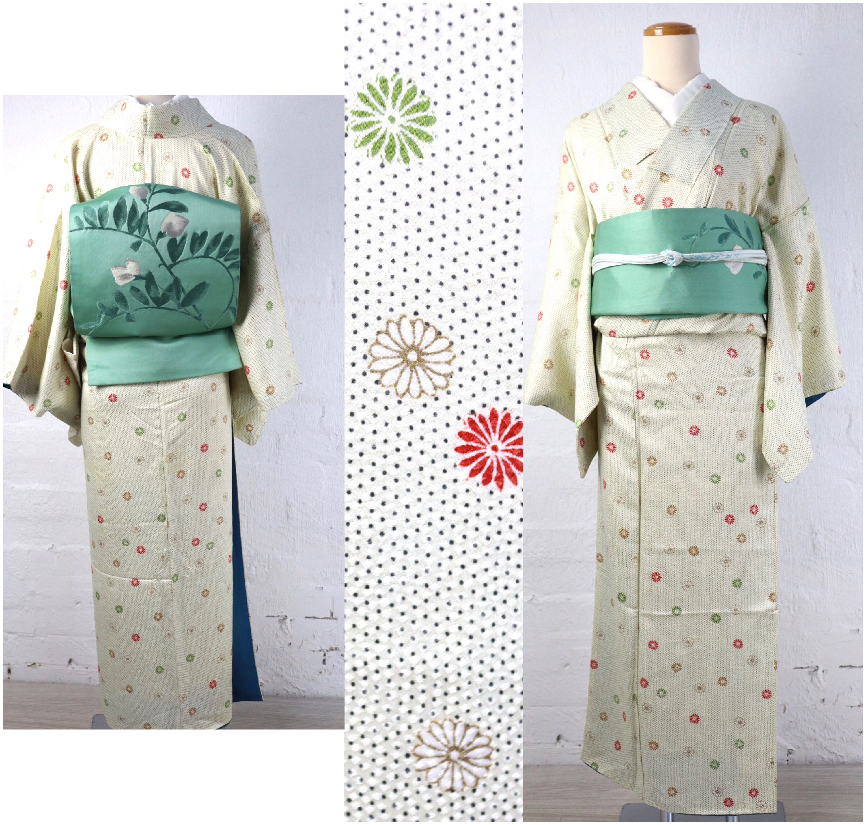 Vintage Small Dots Flower Pattern Komon Kimono, Silk - Etsy