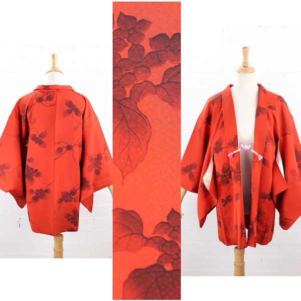 Vintage Tree&Flower Design Haori, Kimono Jacket | Silk | Japanese Kimono | Haori | Kimono Jacket | Short Kimono | Vintage