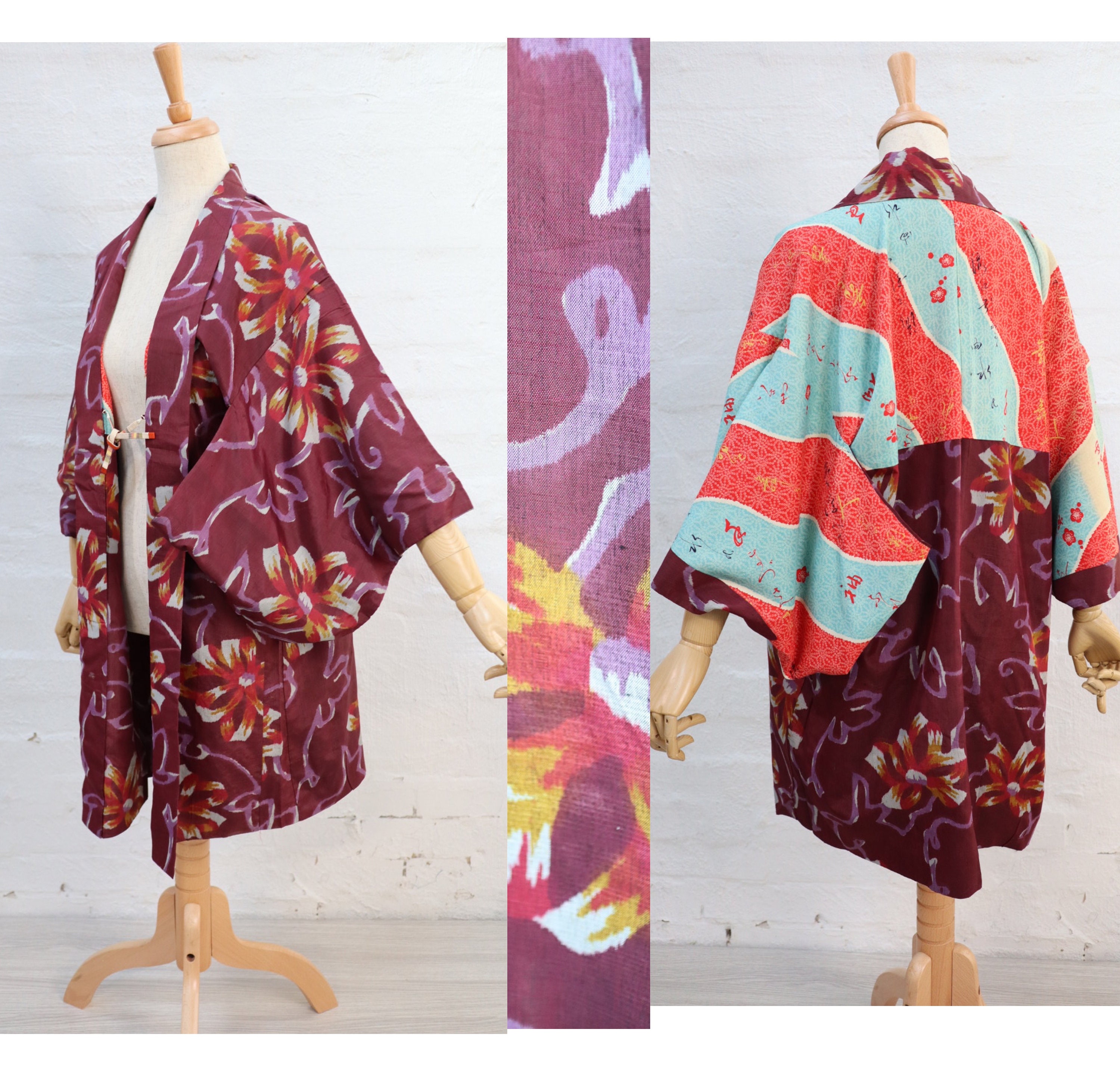 Japanese Sashiko Fabric - Tobi Asanoha (Scattered Hemp Leaf) panel number #  210
