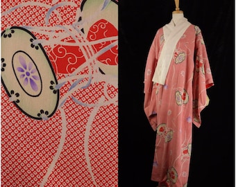アンティーク長襦袢 / Antique Kimono undergarment Vintage Nagajuban, Kimono Undergarment, Cream Yellow, Grass