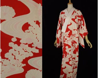 アンティーク長襦袢 / Antique Kimono undergarment Vintage Nagajuban, Kimono Undergarment, Cream Yellow, Grass
