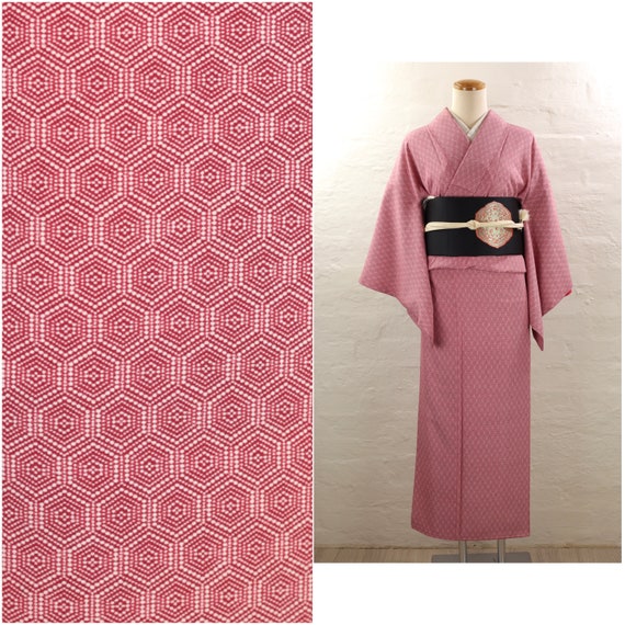 菓子 kinono Japanese Silk Furisode Kimono: Beige Orange Floral Shibori