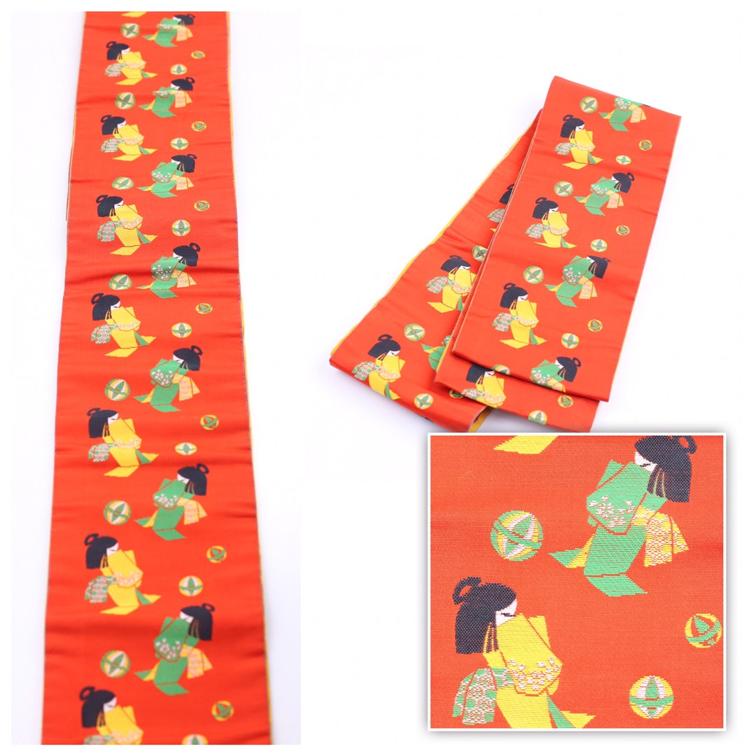 Vintage Hanhba Obi Kimono Belt Orange&yellow Kimono Girl Etsy