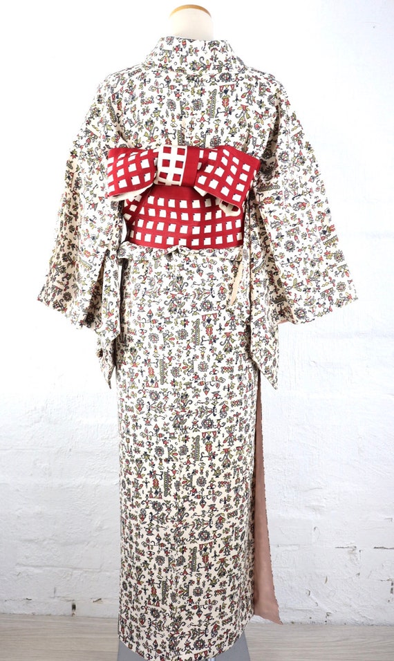 Vintage Komon Kimono, Modern Ethnic Pattern, Silk - image 3
