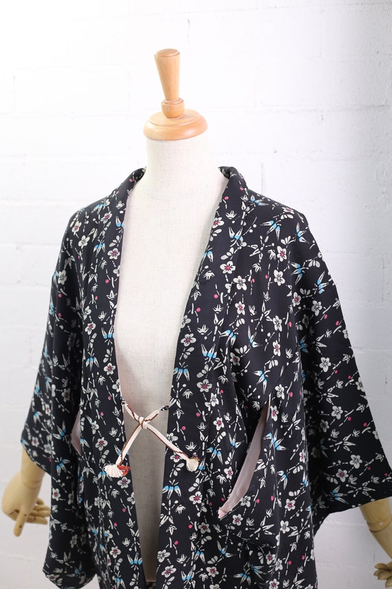 Antique Bamboo& Flower Pattern Haori Kimono Jacke… - image 3