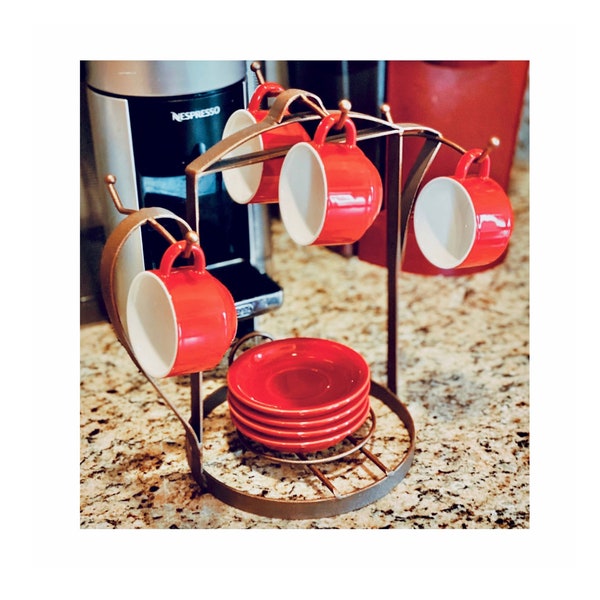 Coffee Mug Hanger Plate Holder Countertop Stand Organizer Tea Cup Rack Tree Stand Kitchen Storage Espresso Tea Sets Gifts for Coffee Lovers