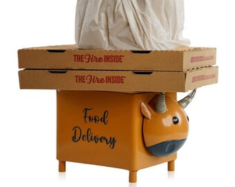 Animal shaped Outdoor Delivery Box (Dog, Cat, Cow, Pig) Metal & Wood Table Drop Box Modern Rustic Home Decor Deliveries Grocery Food Orders