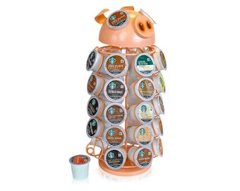 Coffee K-Cup Holder PIG Storage Large Organizer 16" Tall Gifts for Animal Lovers Metal Sculpture Tea Pods Container - Holds 42 or 26